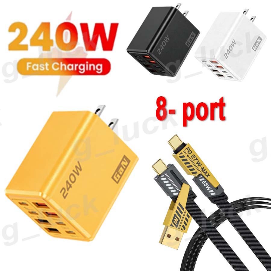 240W GaN 8 Port PD QC Wall Adapter for Samsung Galaxy A57 A56 A55 A37 A36 A17