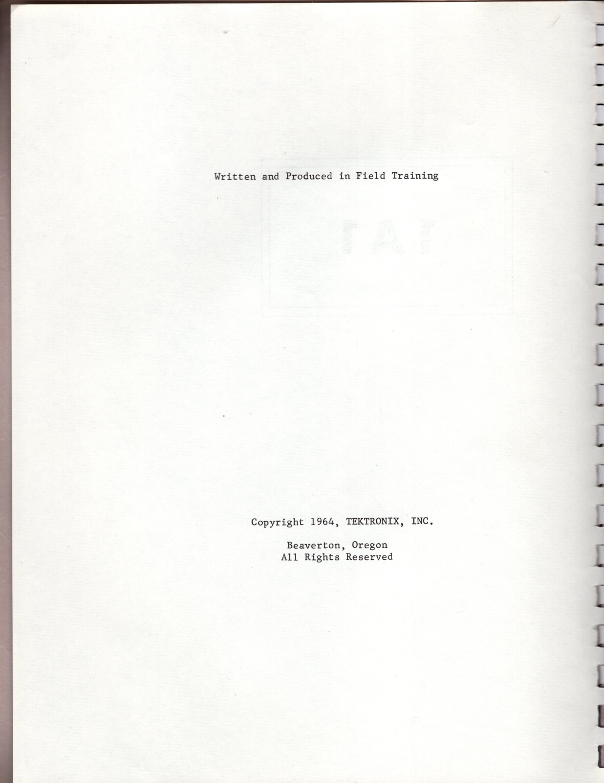 Original Tektronix Technical Preamplifier Instruction & Training Manual 1964