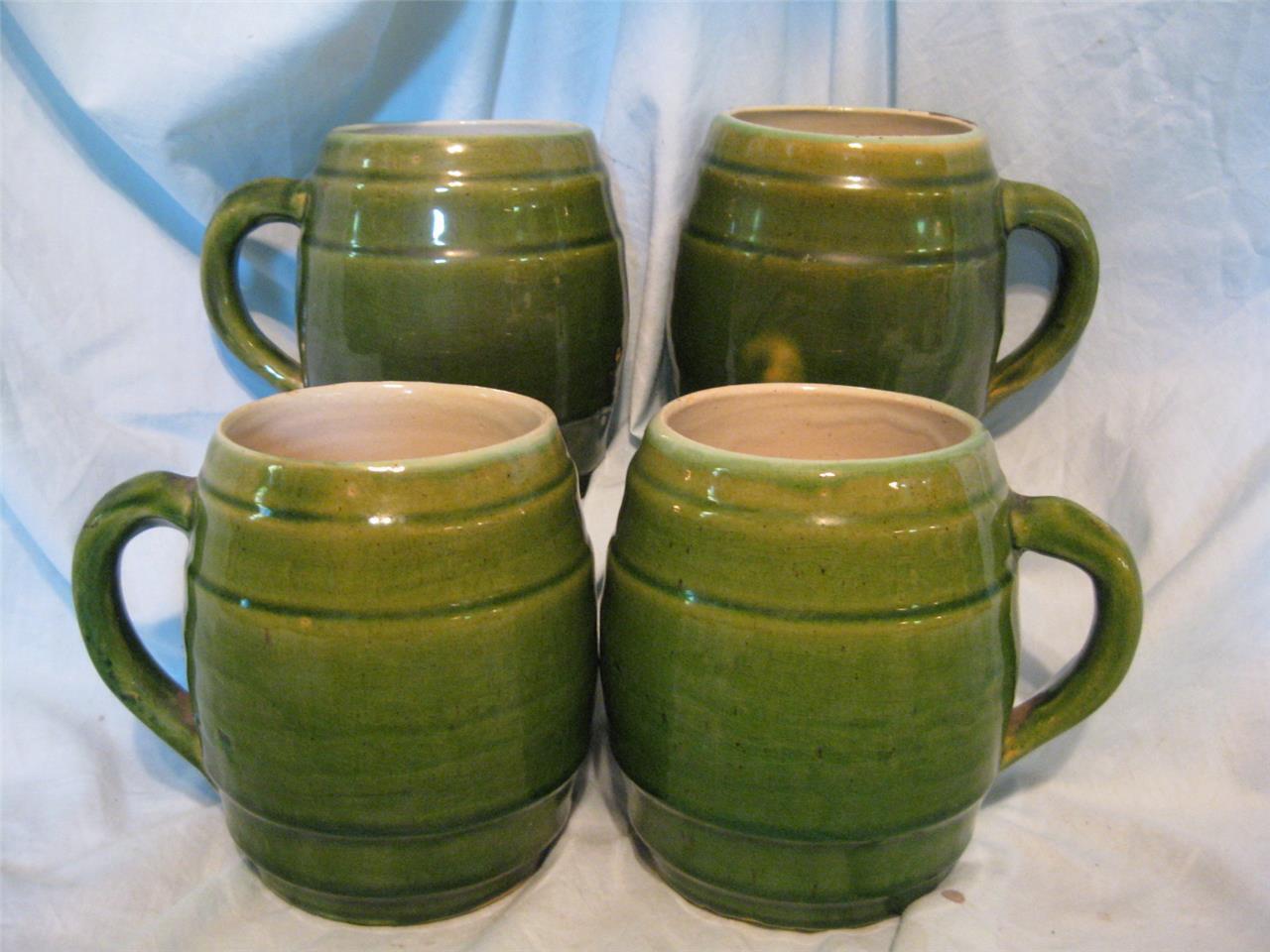 Vintage McCoy set of 4 Beer Steins/Mugs Green