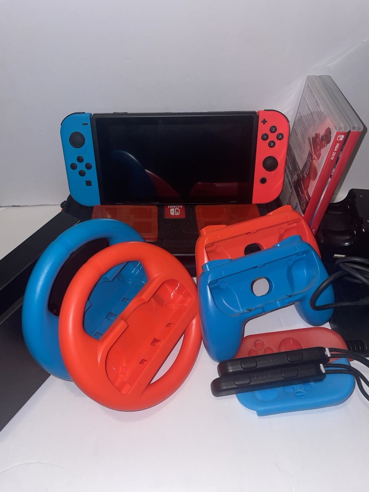 Nintendo Switch Console Bundle Joy-Con Controllers Case Games (Read Description)