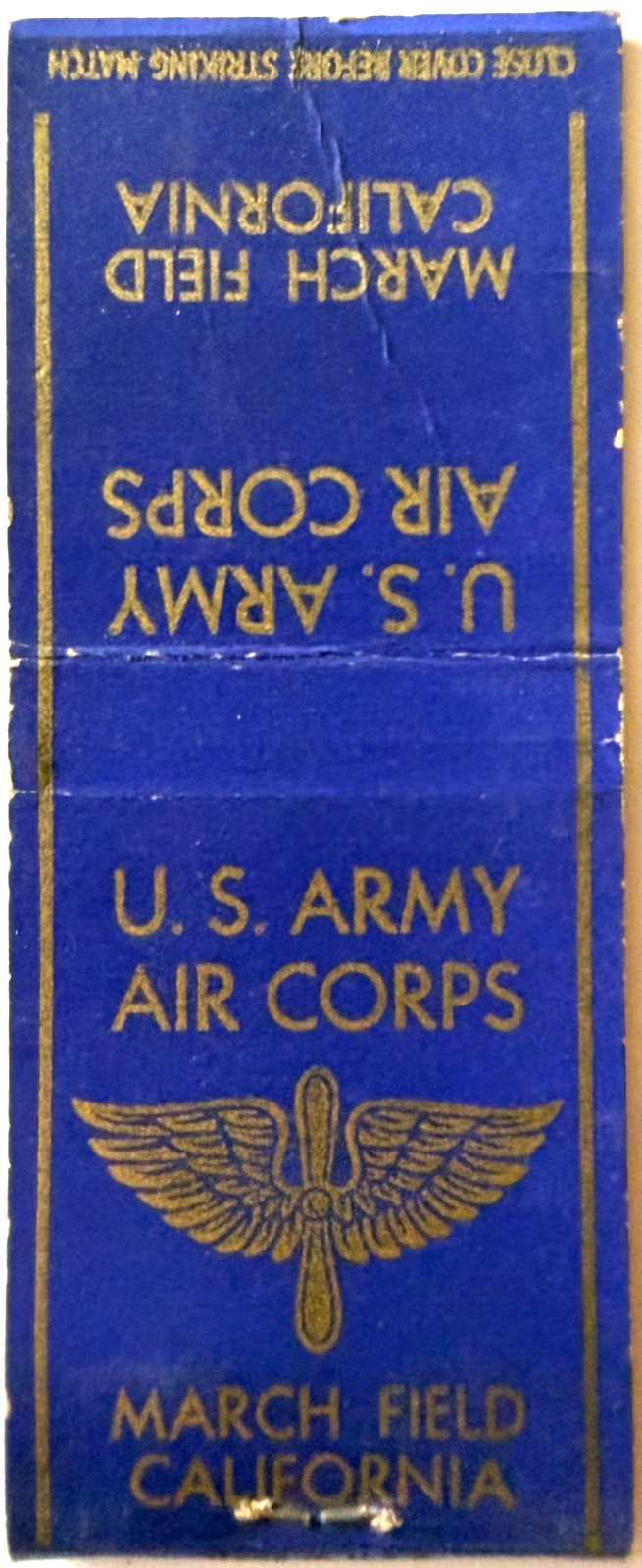 1940s March Field California Army Air Corps Matchbook Cover Military Vintage