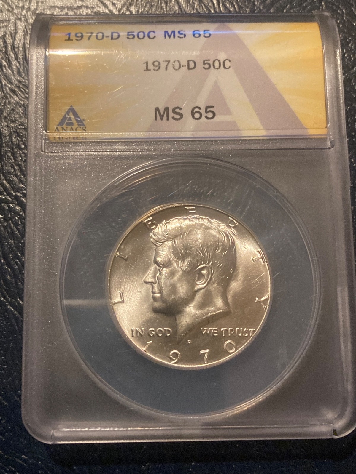1970-D 50c Kennedy Half Dollar, JFK Half, 0.50, John Kennedy Half  ANACS  MS 65