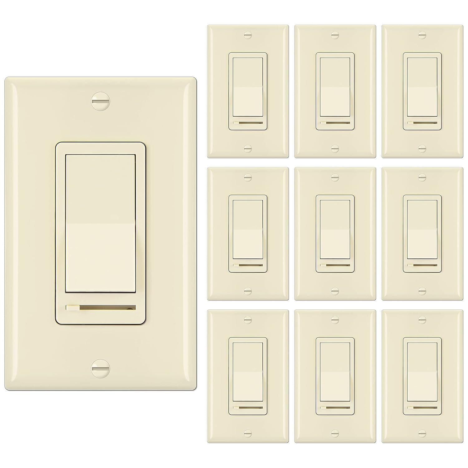6 Pack Dimmer Light Switch, Single-Pole or 3-Way Slide, Compatible with 150W Dim