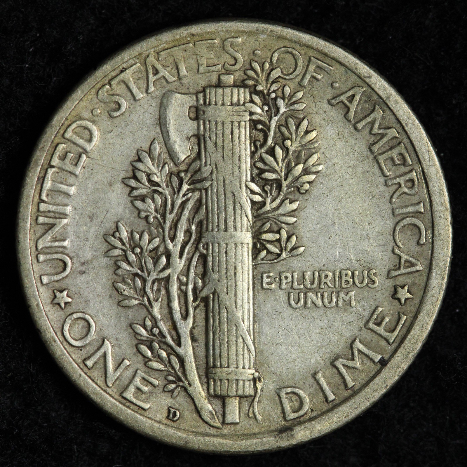1918-D Mercury Silver Dime AU E284 SXNH
