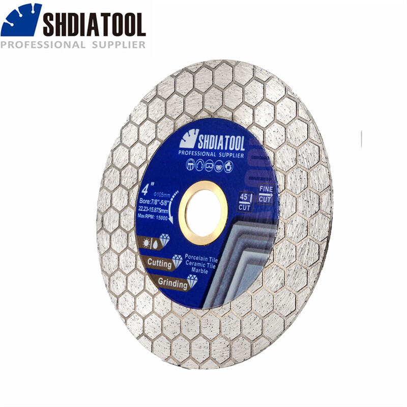 SHDIATOOL 5pcs 4"/105mm Diamond Cutting Disc Hexgon Double Sided Grinding Wheel
