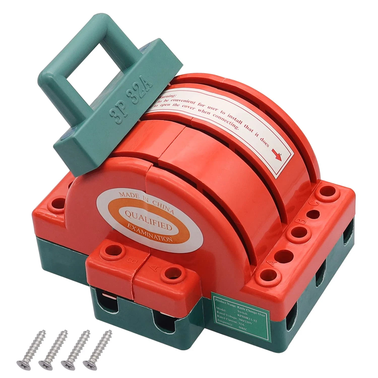 Disconnect Knife Switch 32A 220V 3 Pole Double Throw Power Disconnect Switch HK1