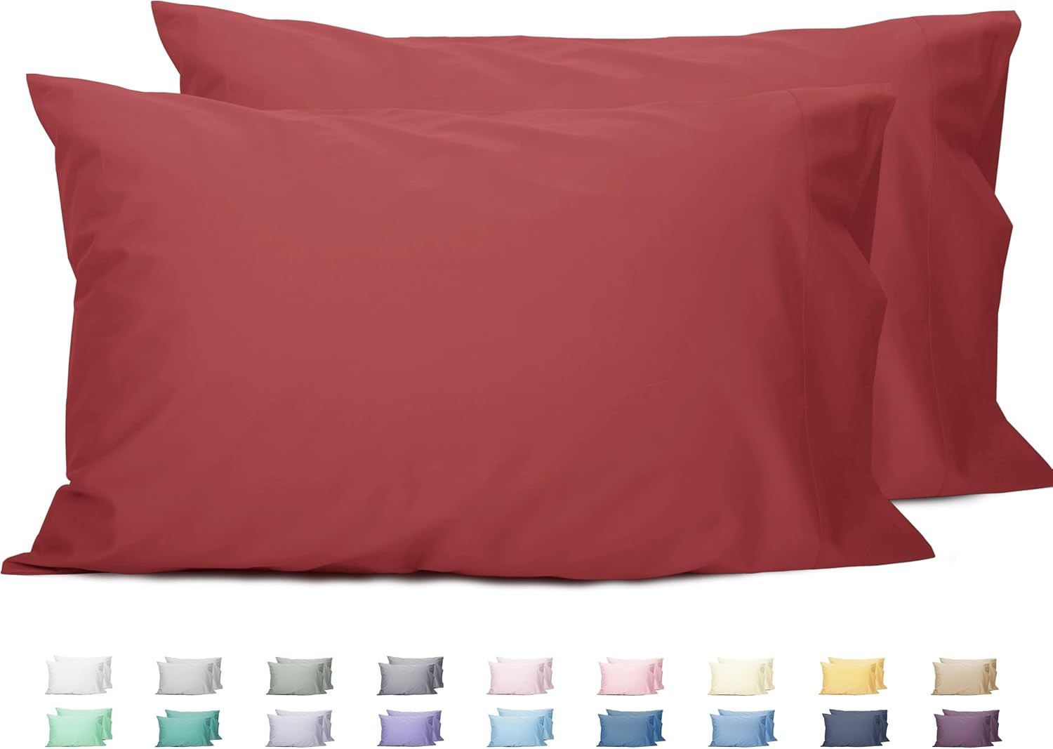 Queen Pillowcases Set of 2, 100% Cotton Queen Size Pillow Cases 2, 20×30 inches