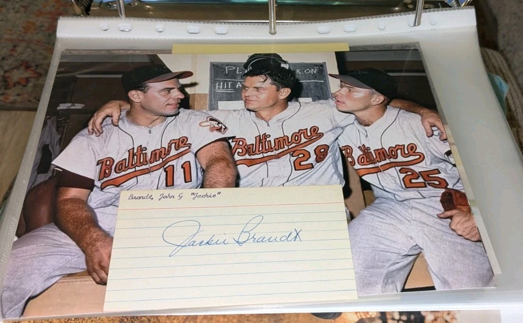 Jackie Brandt Baltimore Orioles Signed Cut With 8x10 Photo W/Our COA B