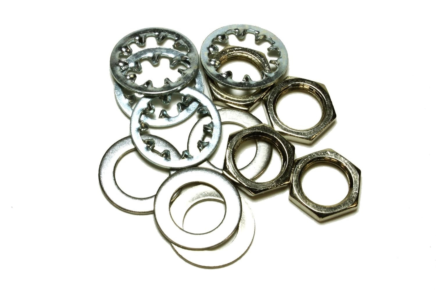 Set of 4 Guitar Nuts, Washers & Lock Washers for US CTS Pots & Switchcraft Jacks