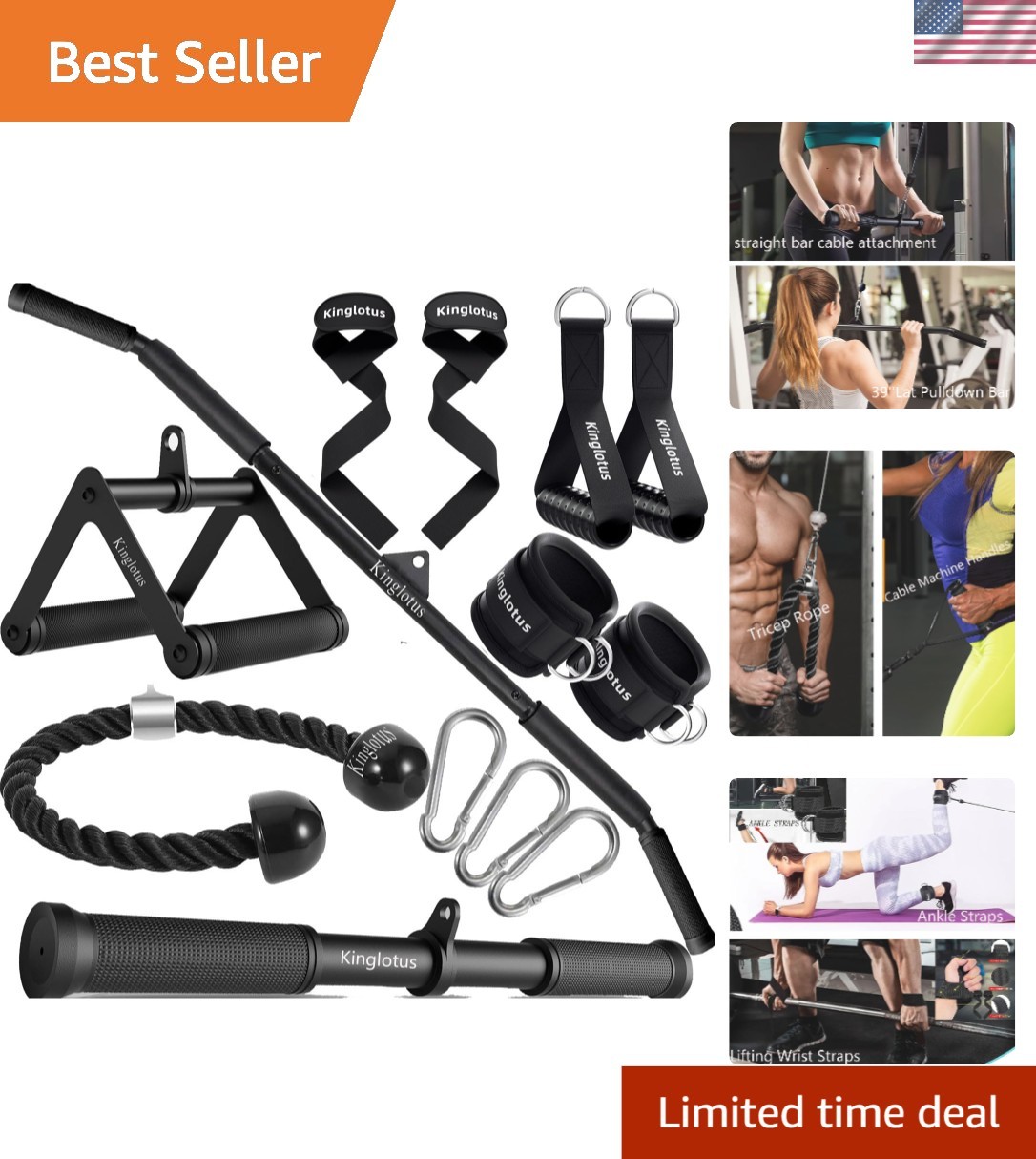 Cable Machine for Home Gym,Triceps Press Down Cable Machine attachments,LAT P...
