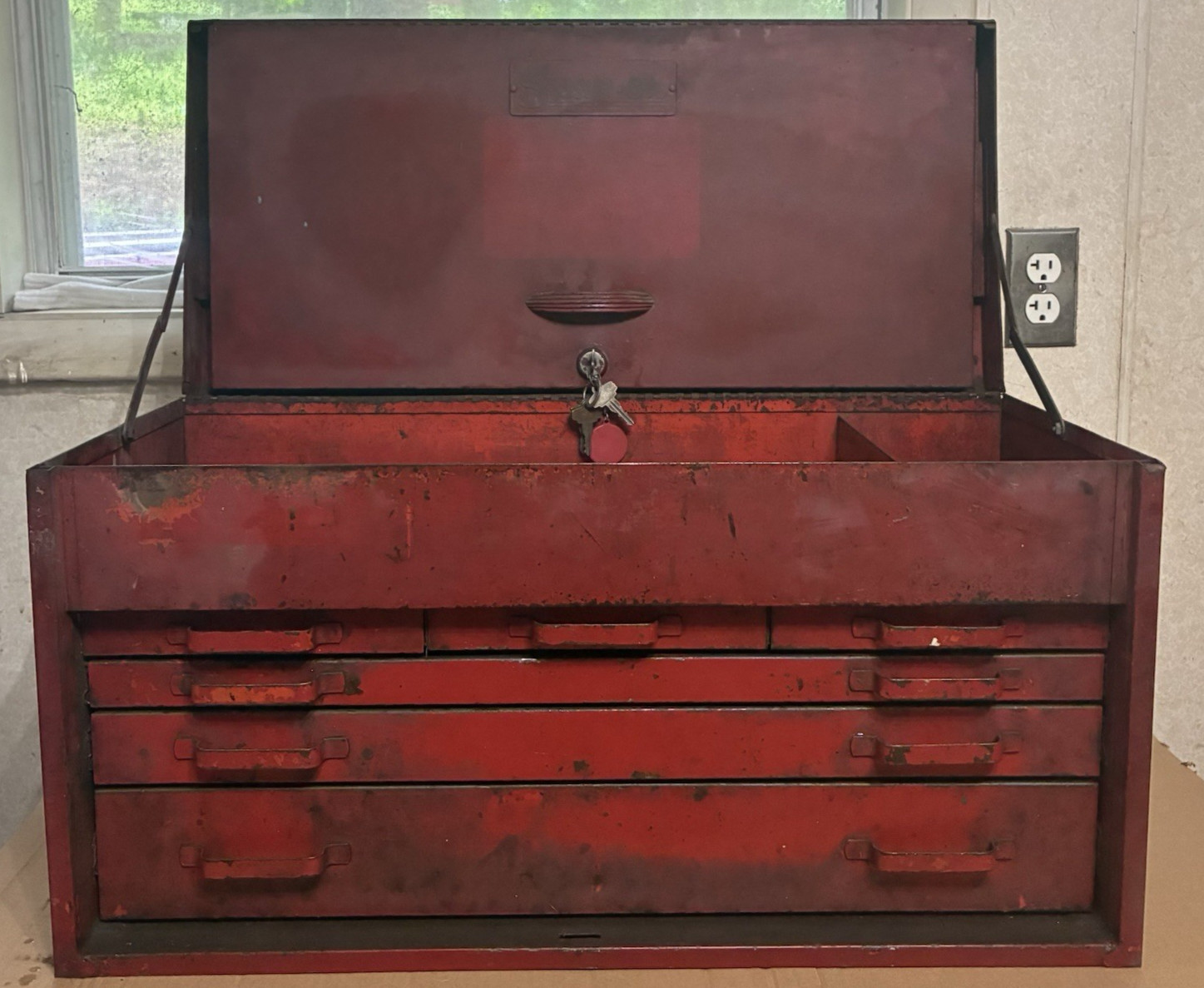Vintage Snap On Tools Tool Box Flip Top Chest Red 6 Drawer KR-56 50s 60s USA