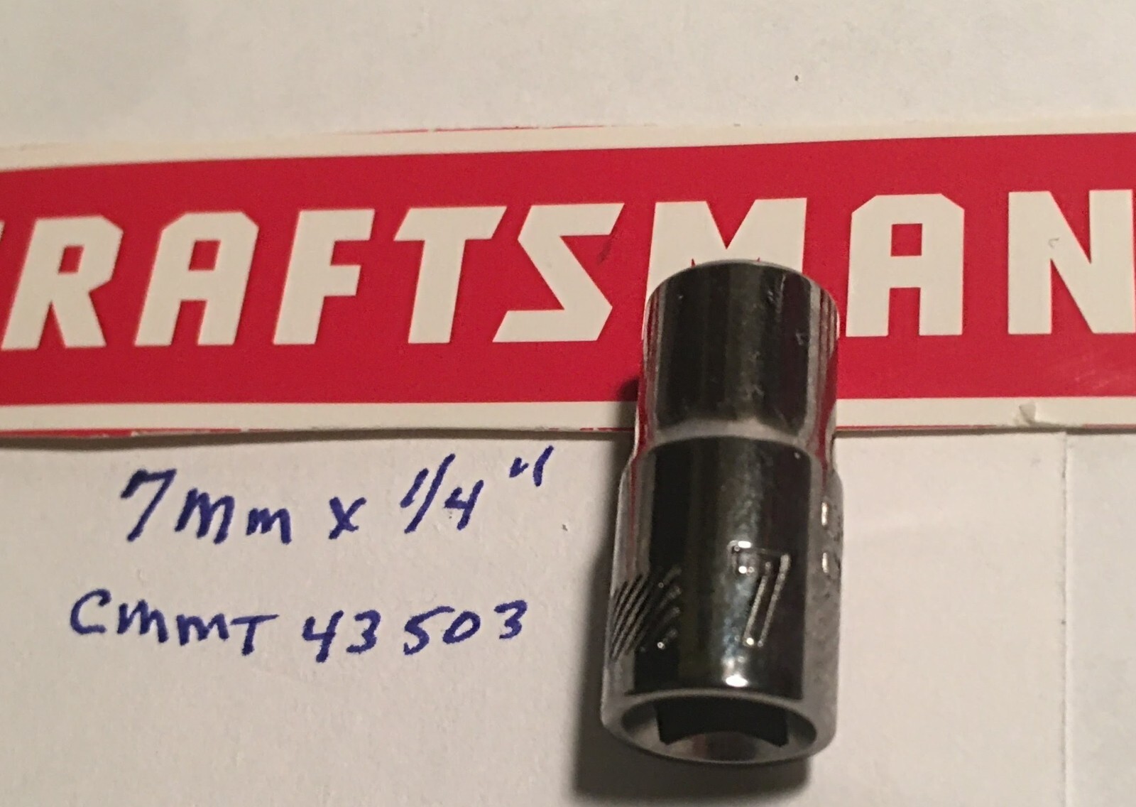 Craftsman 7 mm x 1/4" Dr  Standard Socket  - 6 Pt CMMT 43503 - Free USA Shipping