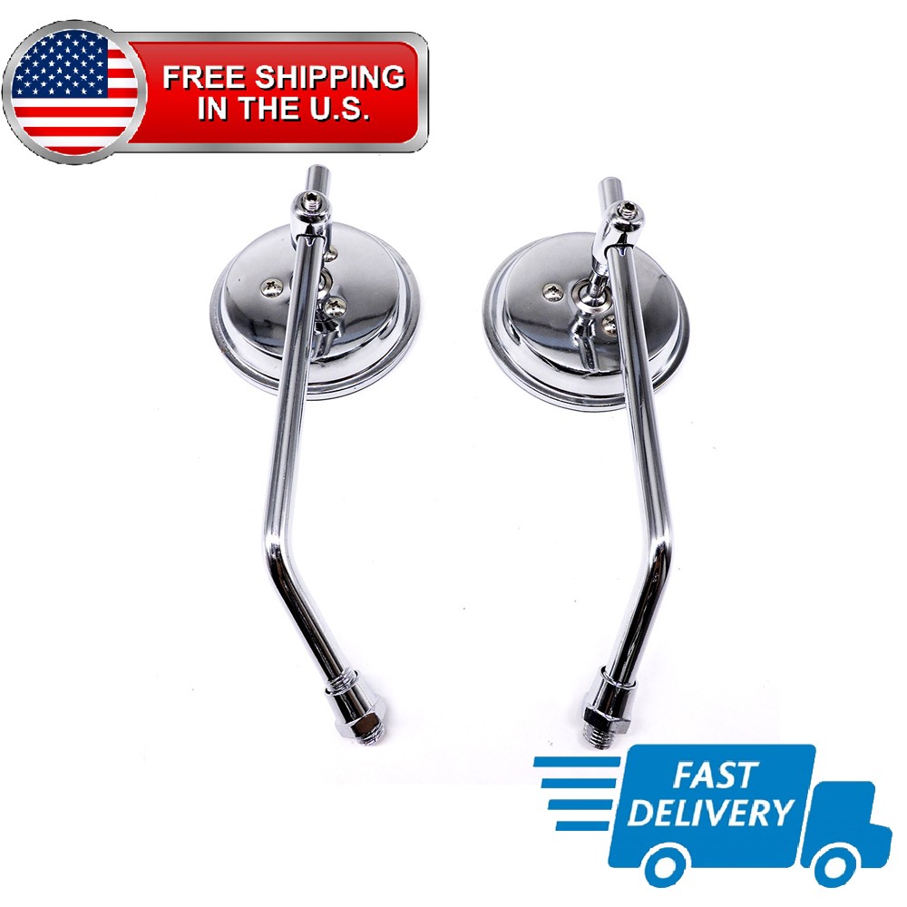 2x 10mm Chrome Round Motorcycle Rearview Mirrors For Triumph Bonneville T100 DM