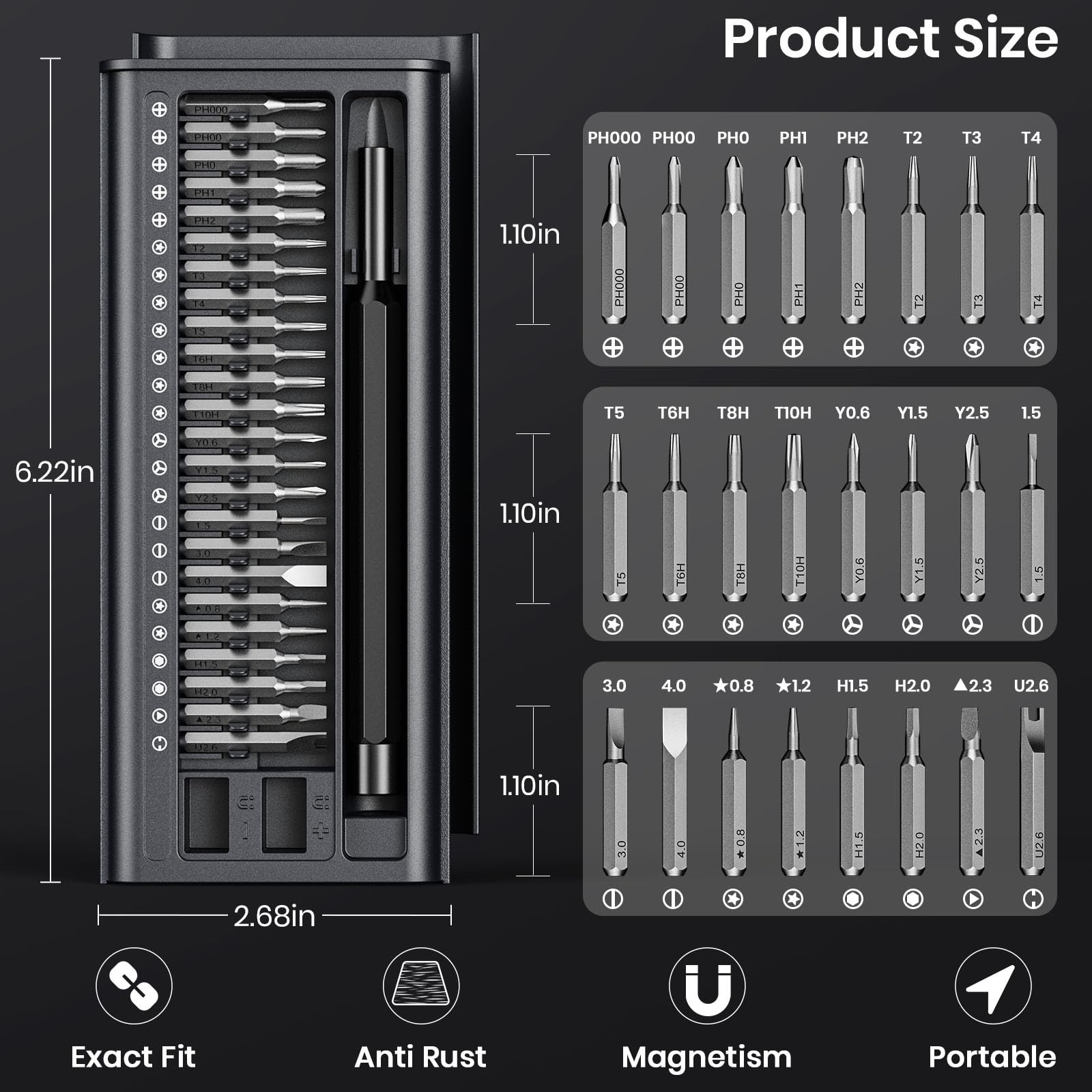 38-in-1 Precision Screwdriver Set, Mini Professional Tiny Repair Tool Black