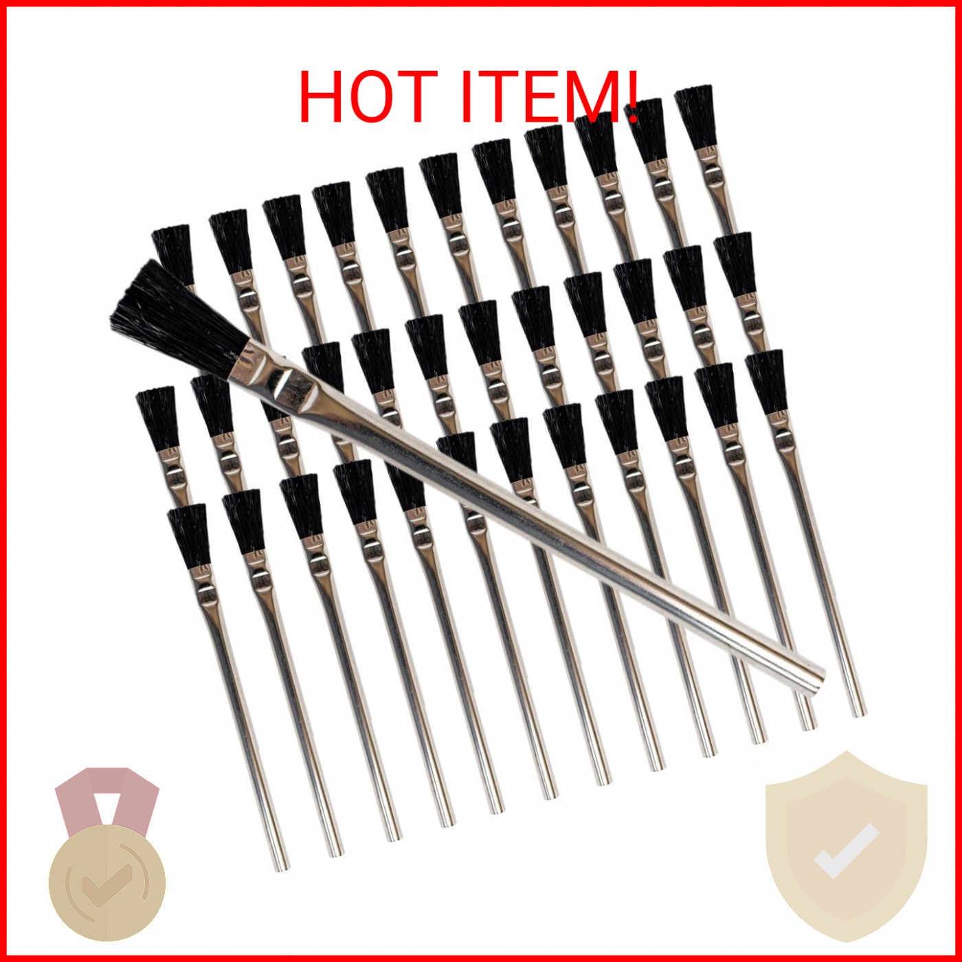 Pro Grade - Acid Brushes - 36 Count 3/8 Inch Boar Hair Acid Flux Brushes