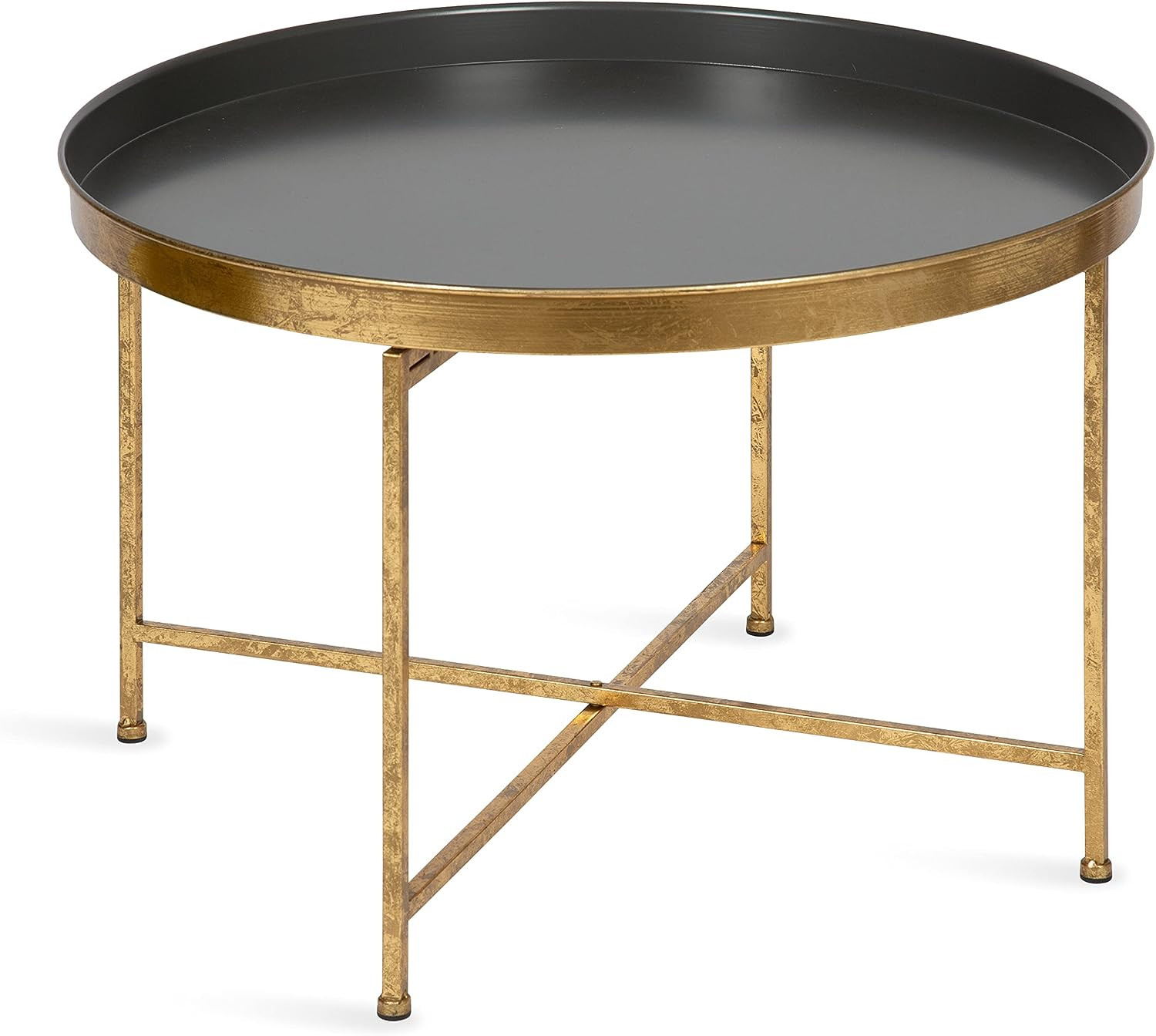 Celia Modern Coffee Table; 28 X 28 X 19; Gray and Gold; Glamorous Folding Metal