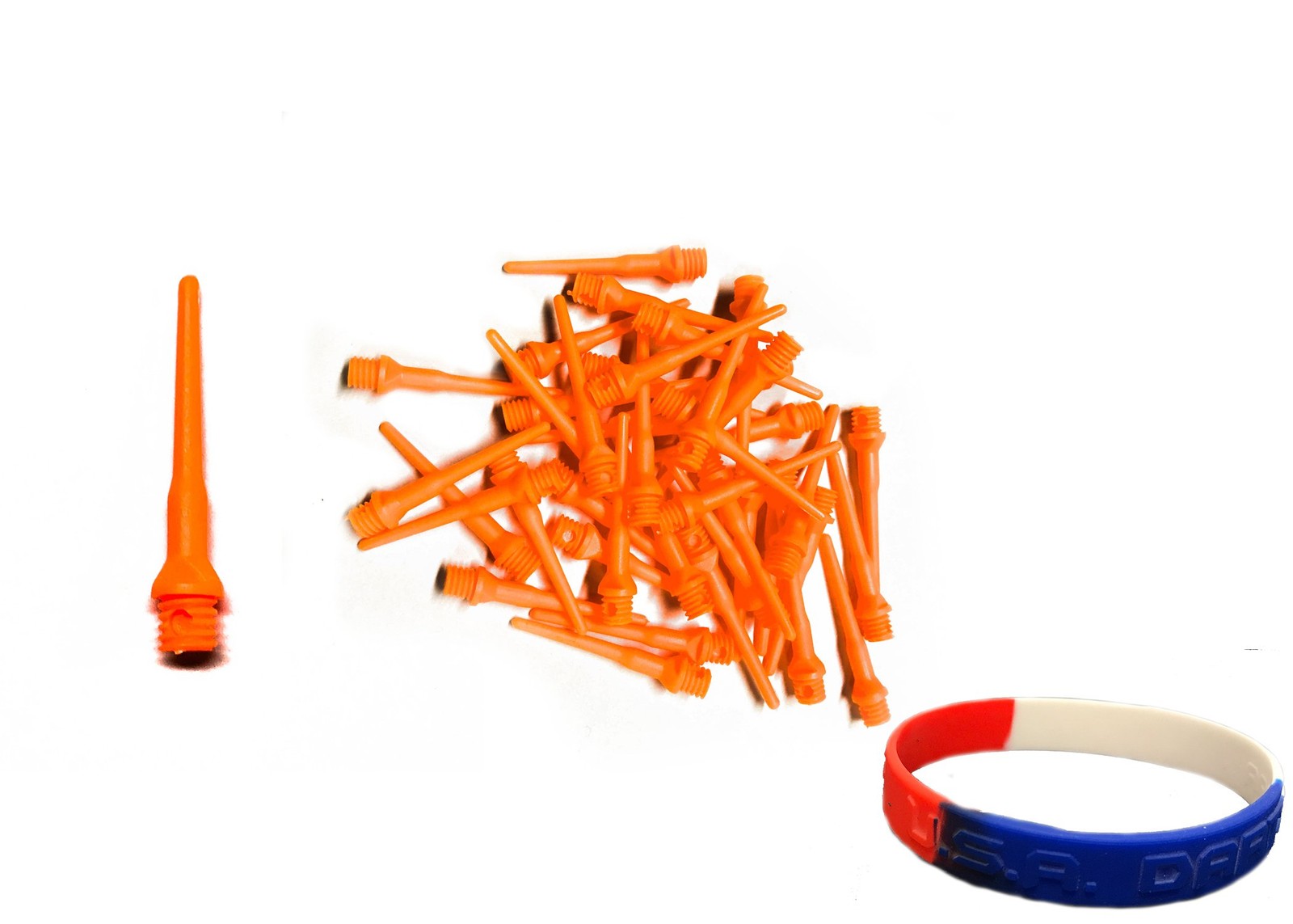 Neon Orange Long Tufflex Extra Strong 2BA 3/16" Thread Soft Tip Dart Points 1...