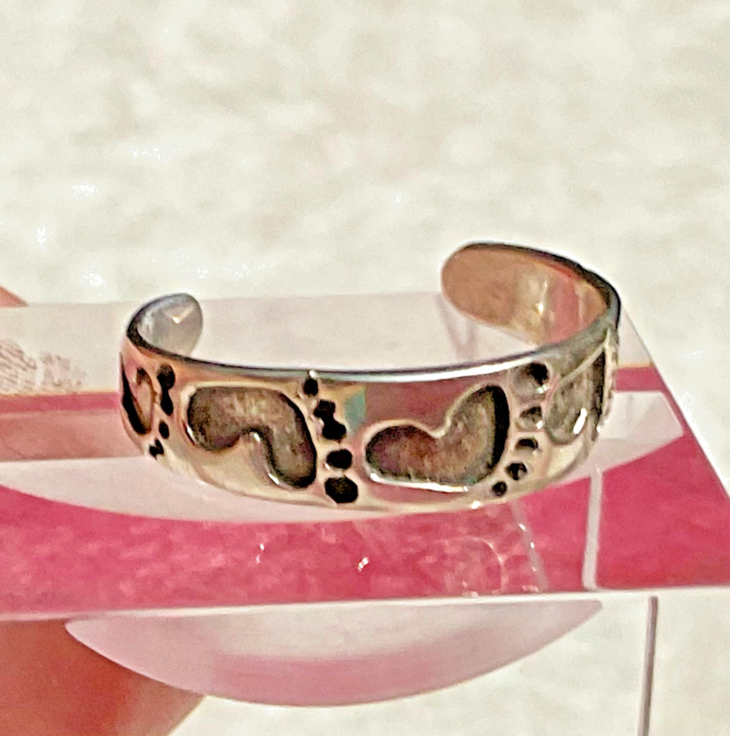 Toe Ring Sterling Silver Foot Prints In The Sand