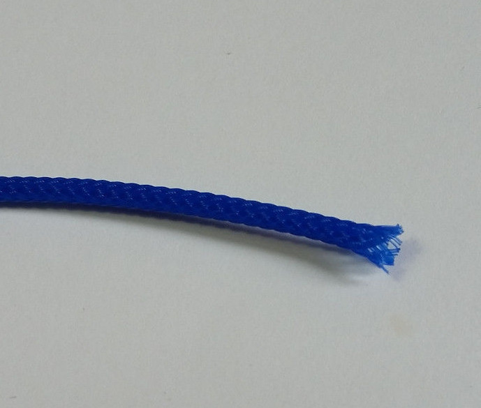 (qty 5 ft) 2mm round PET sleeving (blue) for computer or audio cables