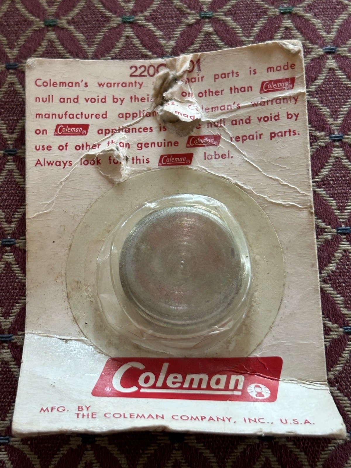 Vintage NOS Coleman Brass Fuel Filler Cap Complete Part 220C-1401 USA