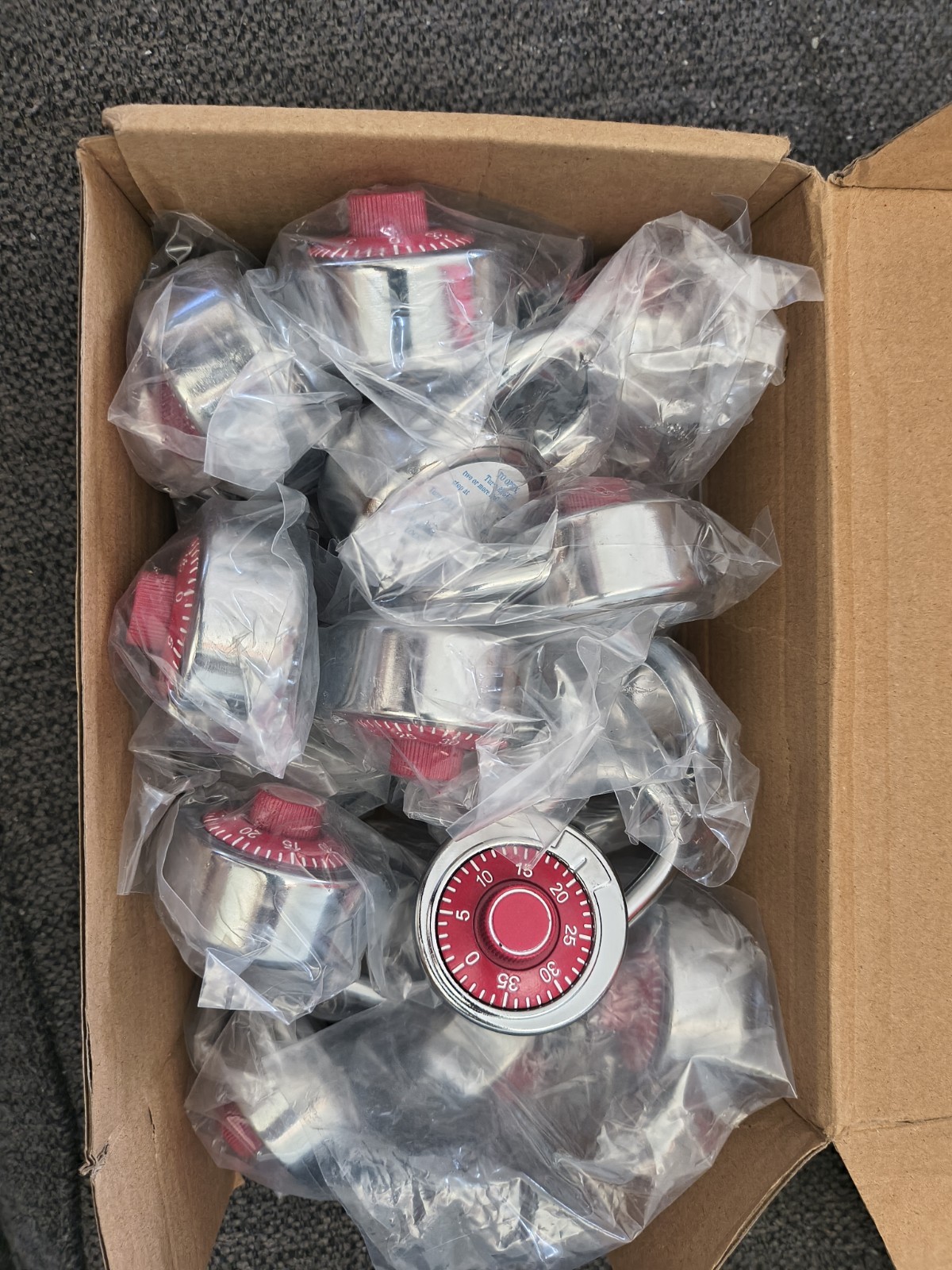LanuBe Standard Dial Red Combination Padlocks 2in Stainless Steel