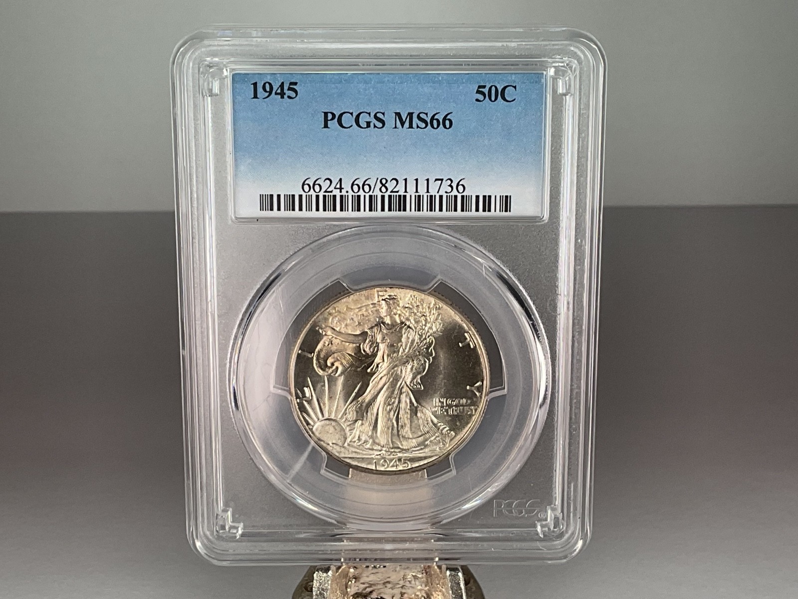 1945 P Philadelphia Walking Liberty Silver Half Dollar 50c - PCGS MS 66