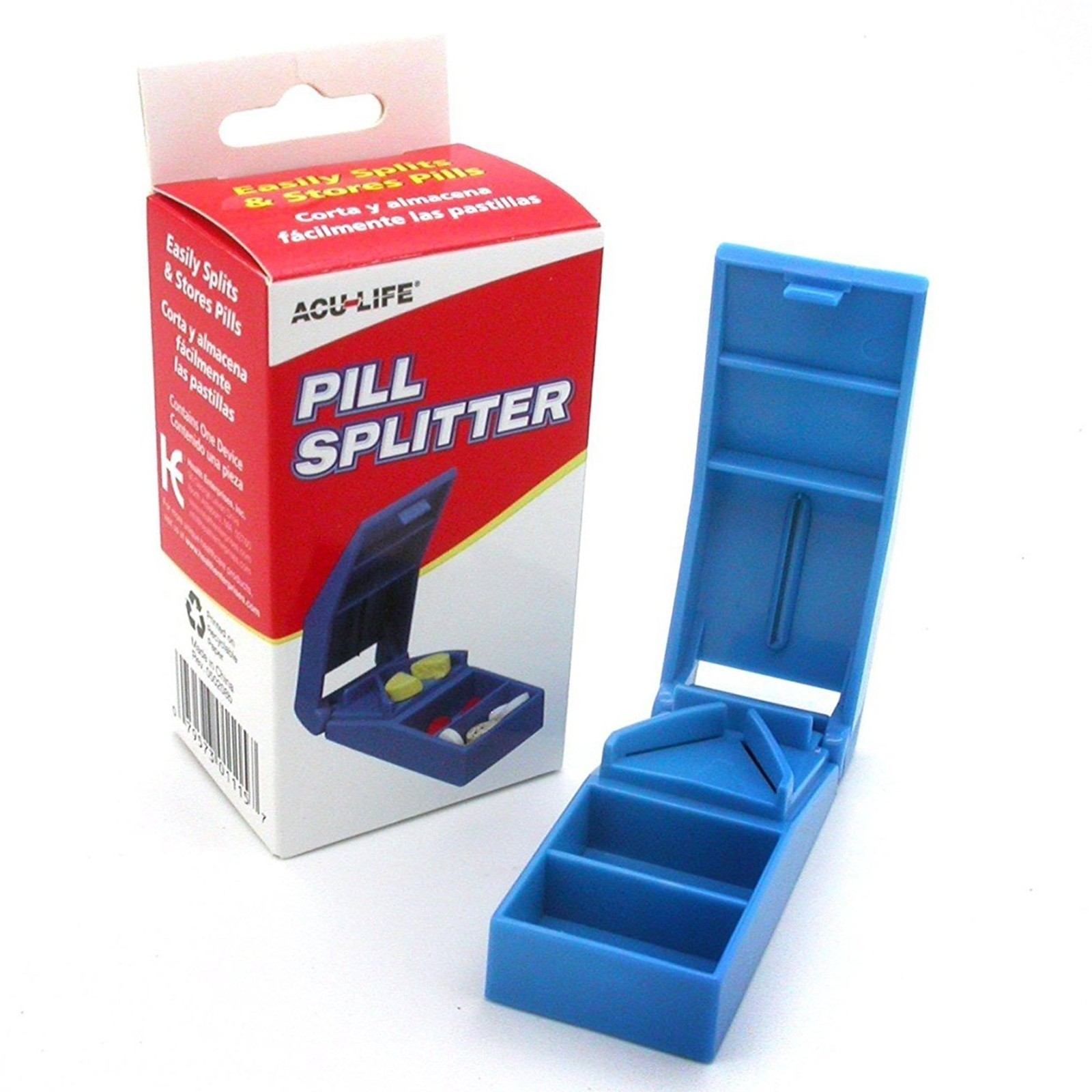 Pill Cutter Pill splitter blade Hand Operated built-in pill compartments