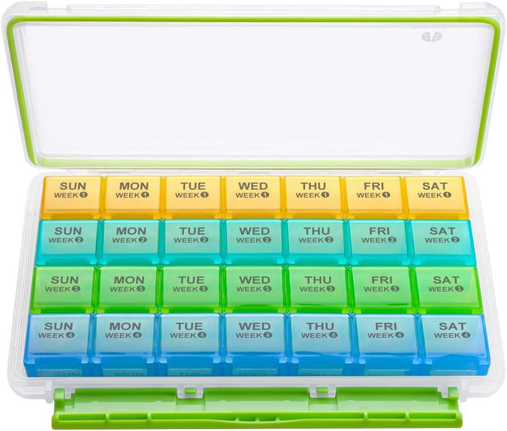Monthly Pill Organizer, Moisture-Proof Large 28 Days Pill Box with Removable ...