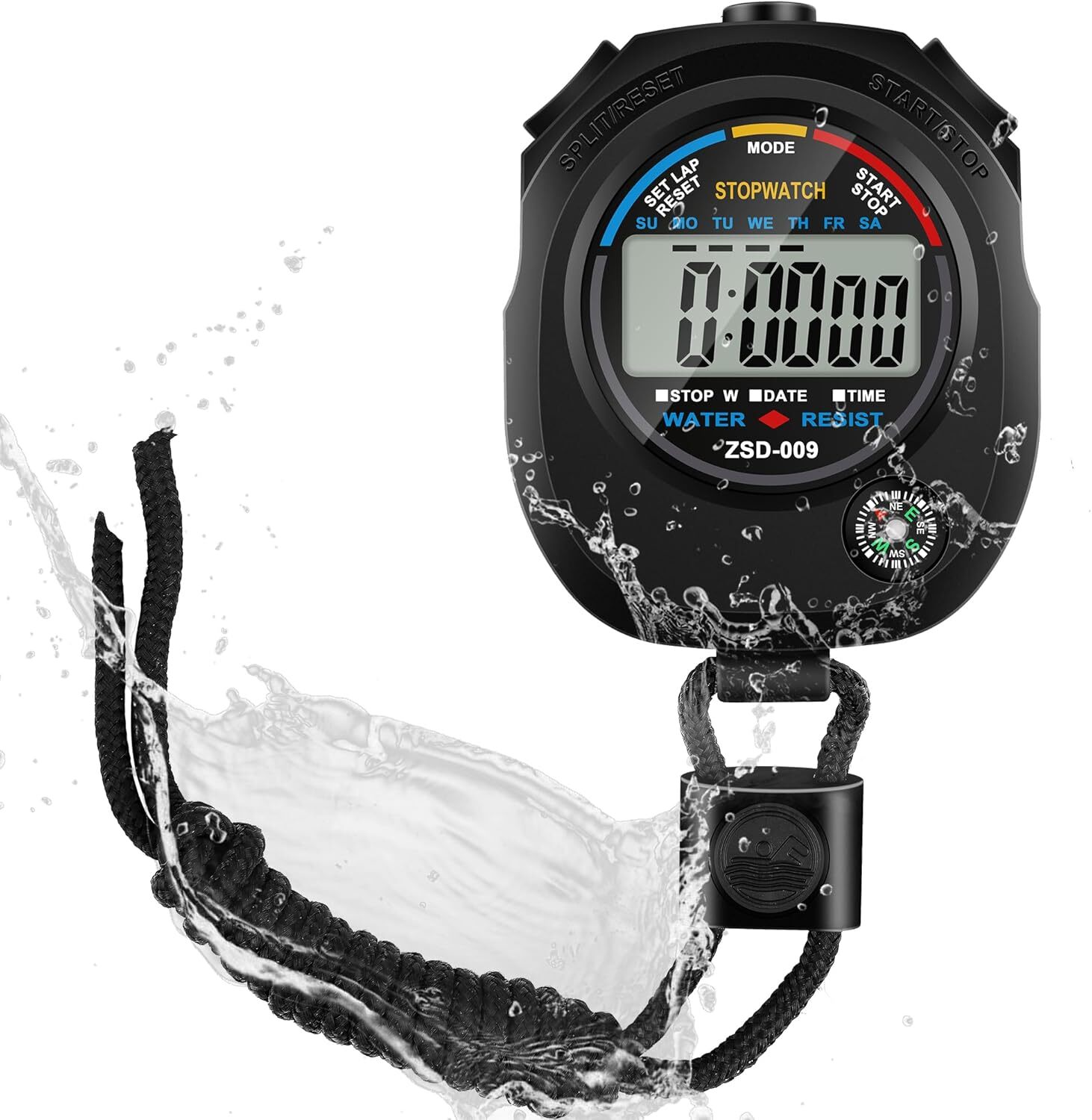 2× Digital Sports Stopwatch Timer Multi-Function Large Display Odometer Watch US