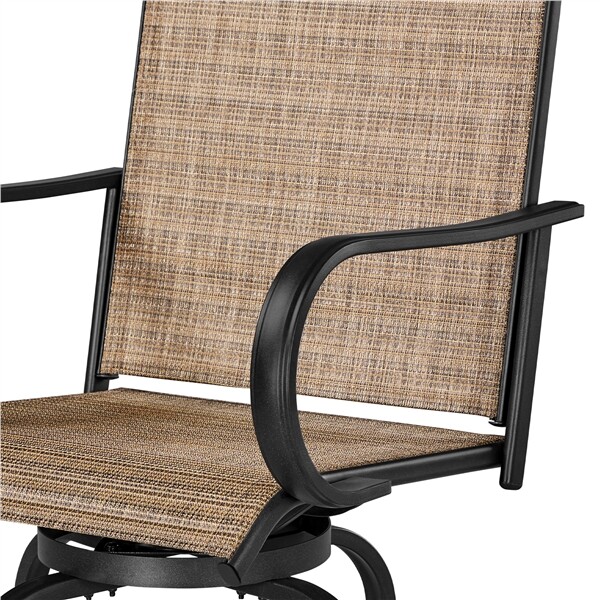 2Pcs Outdoor Bar Stools Patio Swivel Texteline Bistro Chairs with High Back