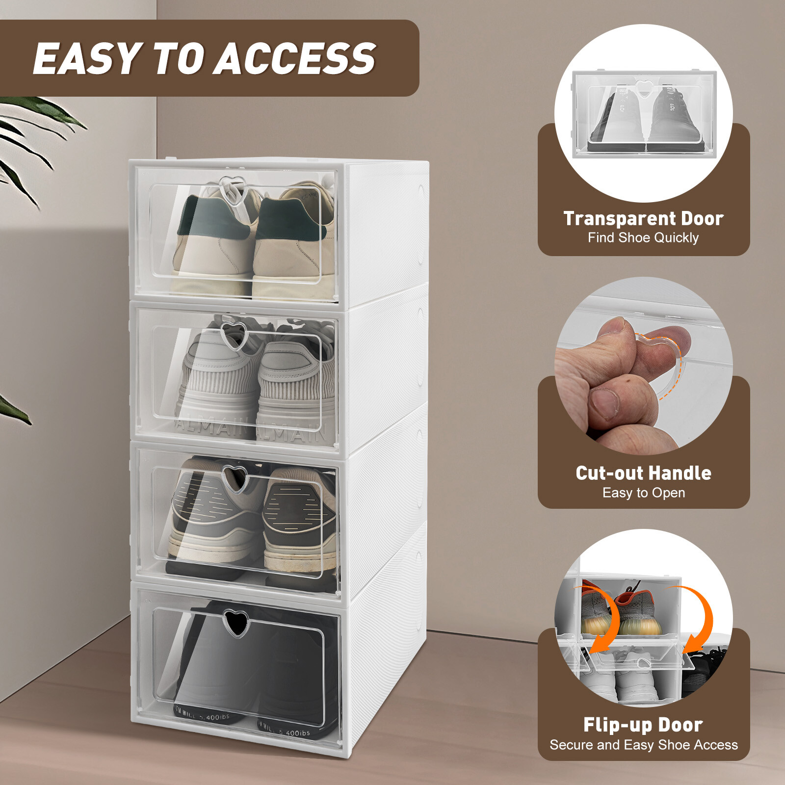20 Pack Shoe Boxes Plastic Shoe Organizer for Closet Stackable Shoe Containers