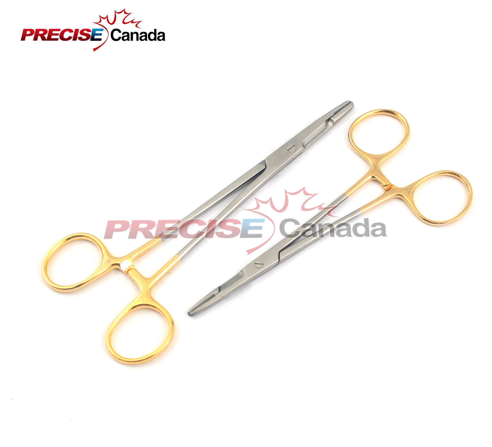 2 Gold Handle O.R Grade Olsen Hegar Needle Holders Hemostat Scissors 5.5"+ 6.5"
