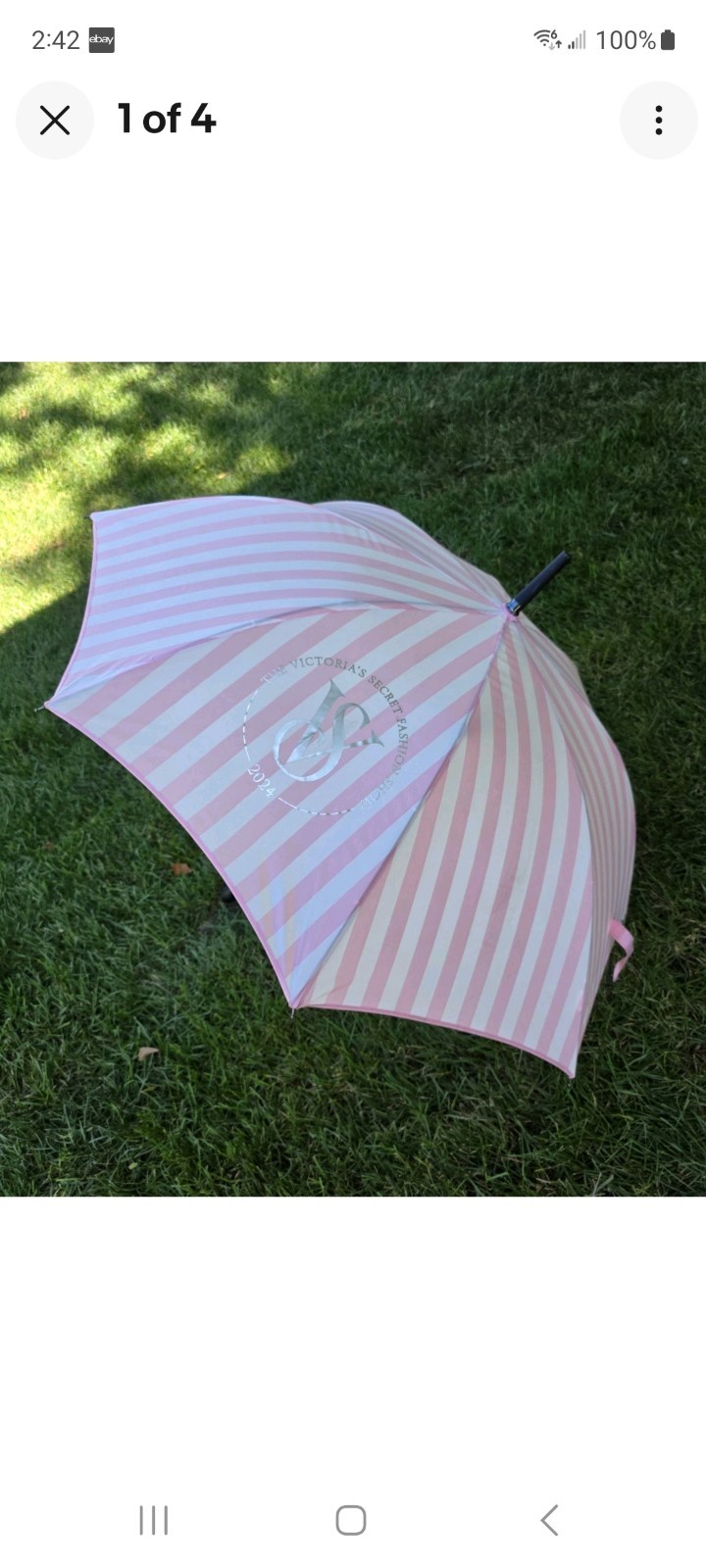 *RARE*VICTORIAS SECRET 2024 FASHION SHOW LIMITED PINK💗WHITE STRIPED ☂️ UMBRELLA