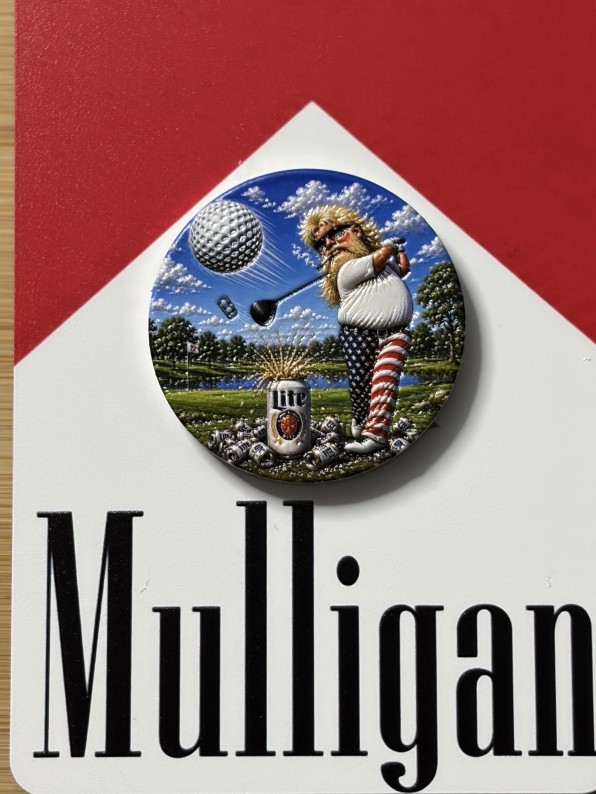 Full Color Textured  Golf Ball Marker 1.25” Stainless John Daly Caricature