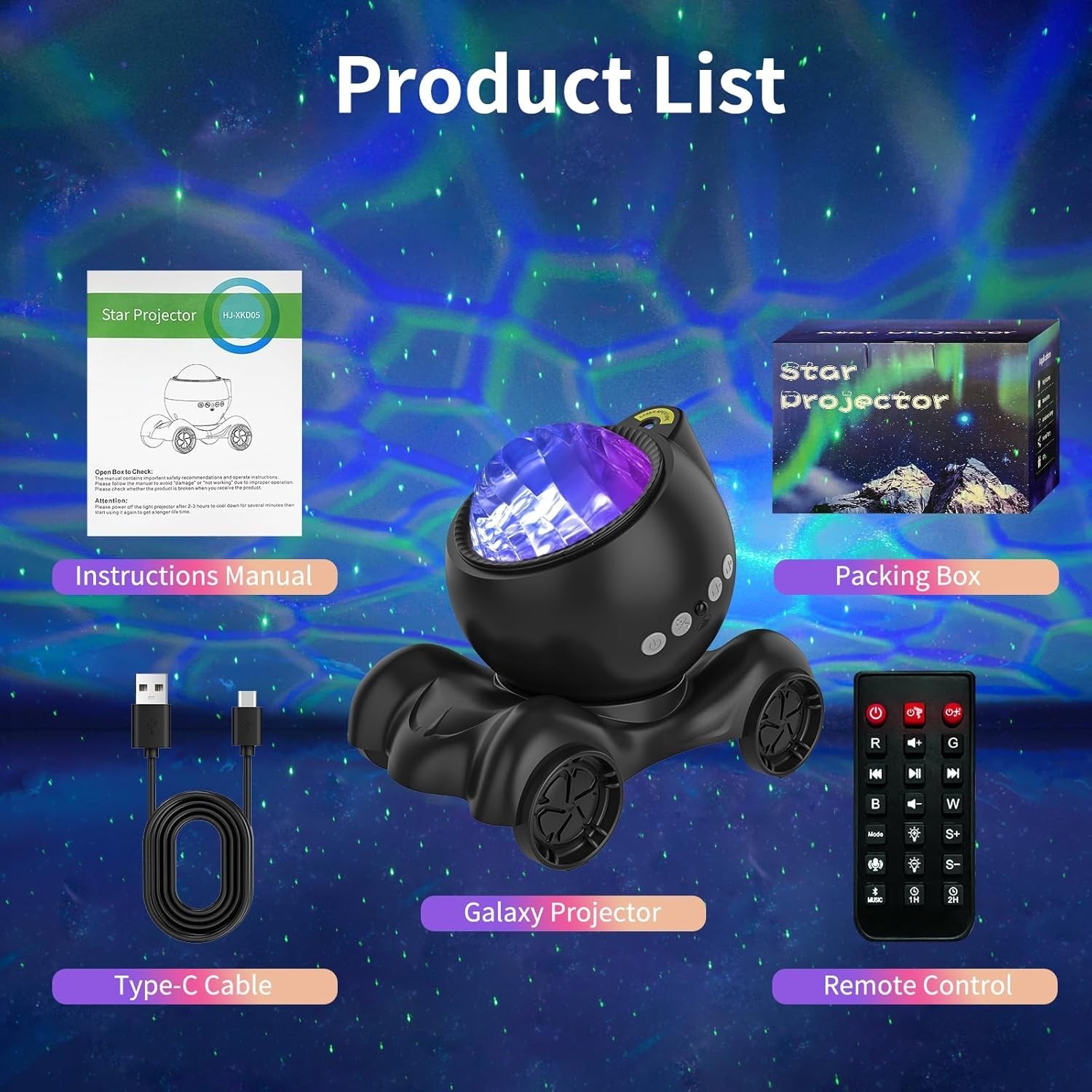 Star Projector, Galaxy Projector Built-in Bluetooth Speaker and 8 White Noise...