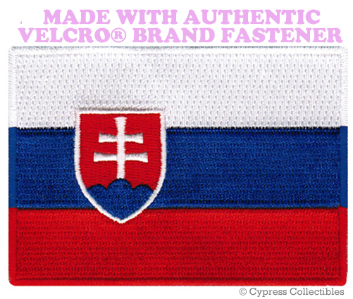 SLOVAKIA NATIONAL FLAG PATCH SLOVAK EMBROIDERED EMBLEM w/ VELCRO® Brand Fastener