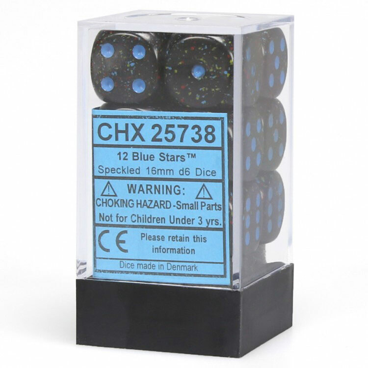 CHX25738 Chessex Manufacturing Dm3 Speckled 16mm D6 Blue Stars (12)