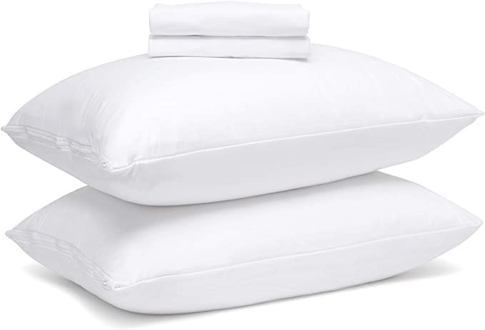 Premium Pillow Protector - White Pillow Cases, Feather Pillow Case, and Cotto...