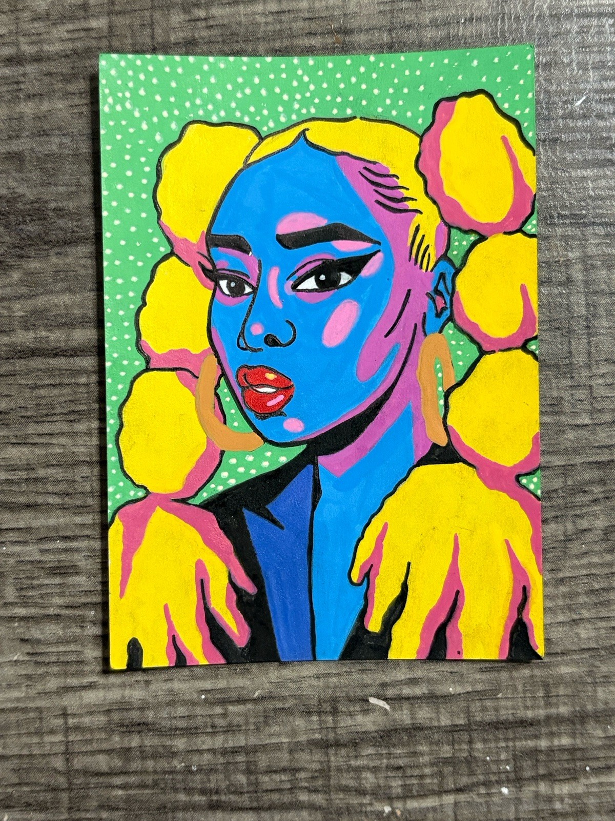 “Double Puff” ACEO Original Pop Art Drawing 3.5 X 2.5