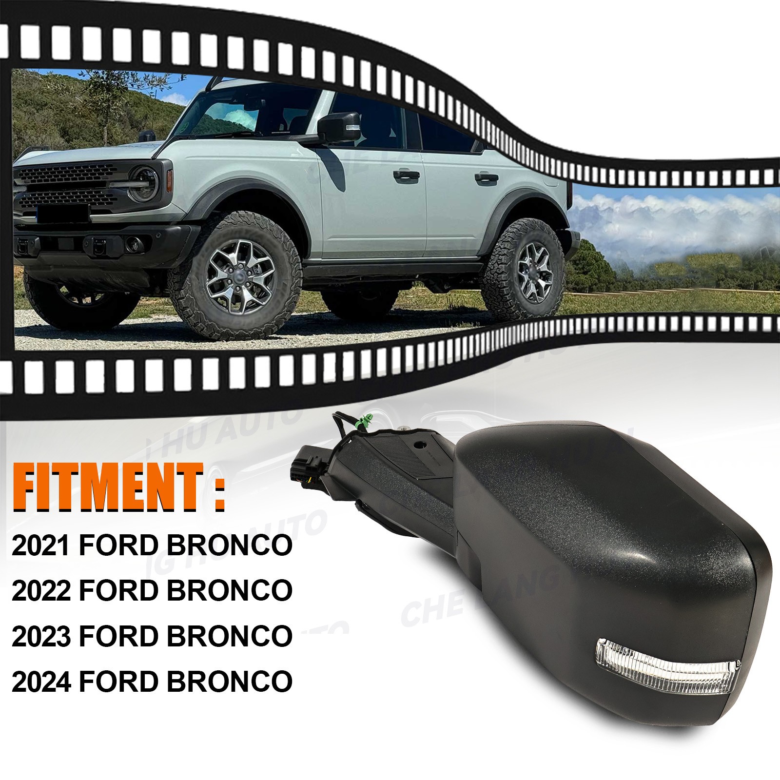 Left Driver Side Mirror W/ Blind Spot Camera For Ford Bronco 2020 -2025