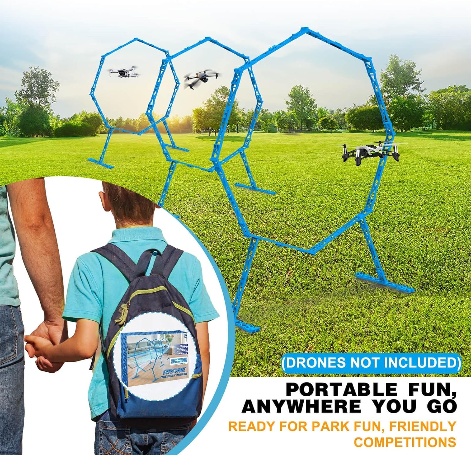 Drone Obstacle Course, Includes 3 Pack Easy to Build Blue *3