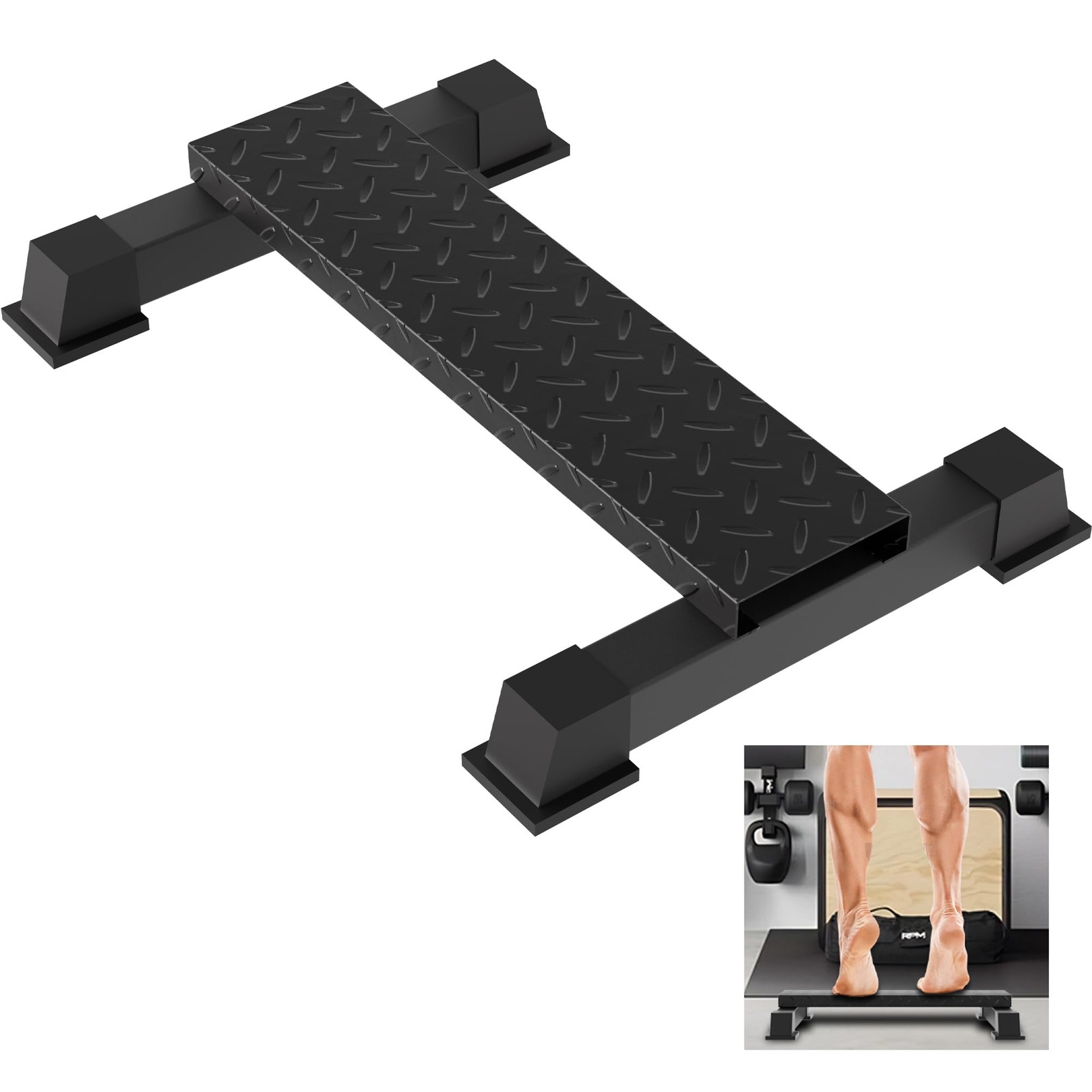 Calf Raise Block, Heavy-Duty Steel Calf Trainer, Multifunctional Standing Cal...