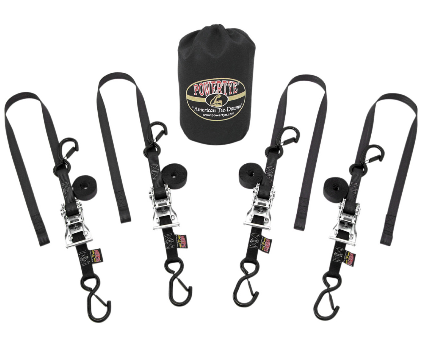 Powertye TRAILERKIT-72 Classic Trailer Ratheting Black Tie Down Kit