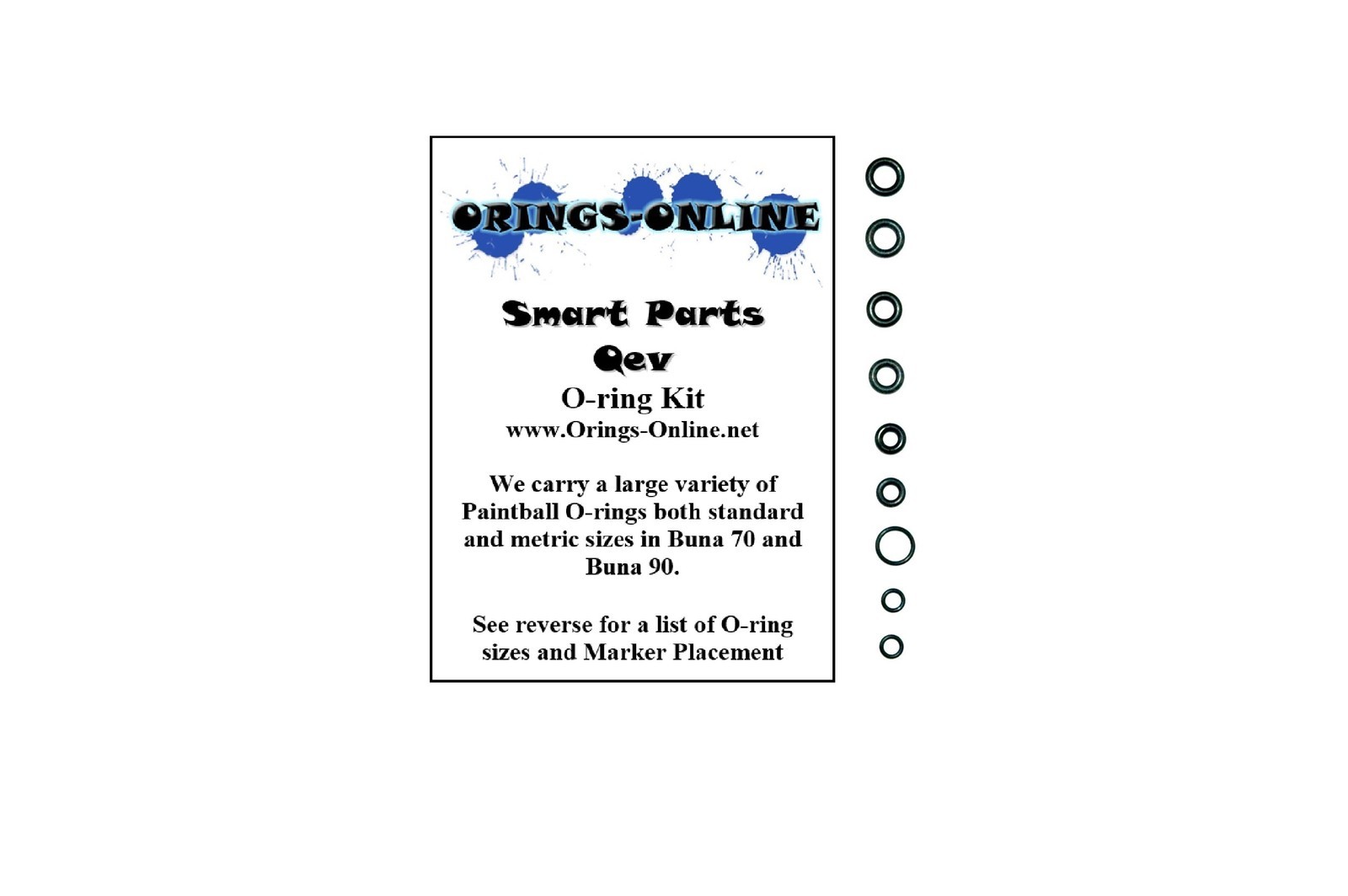 Smart Parts Qev Paintball O-ring Oring Kit x 2 rebuilds / kits