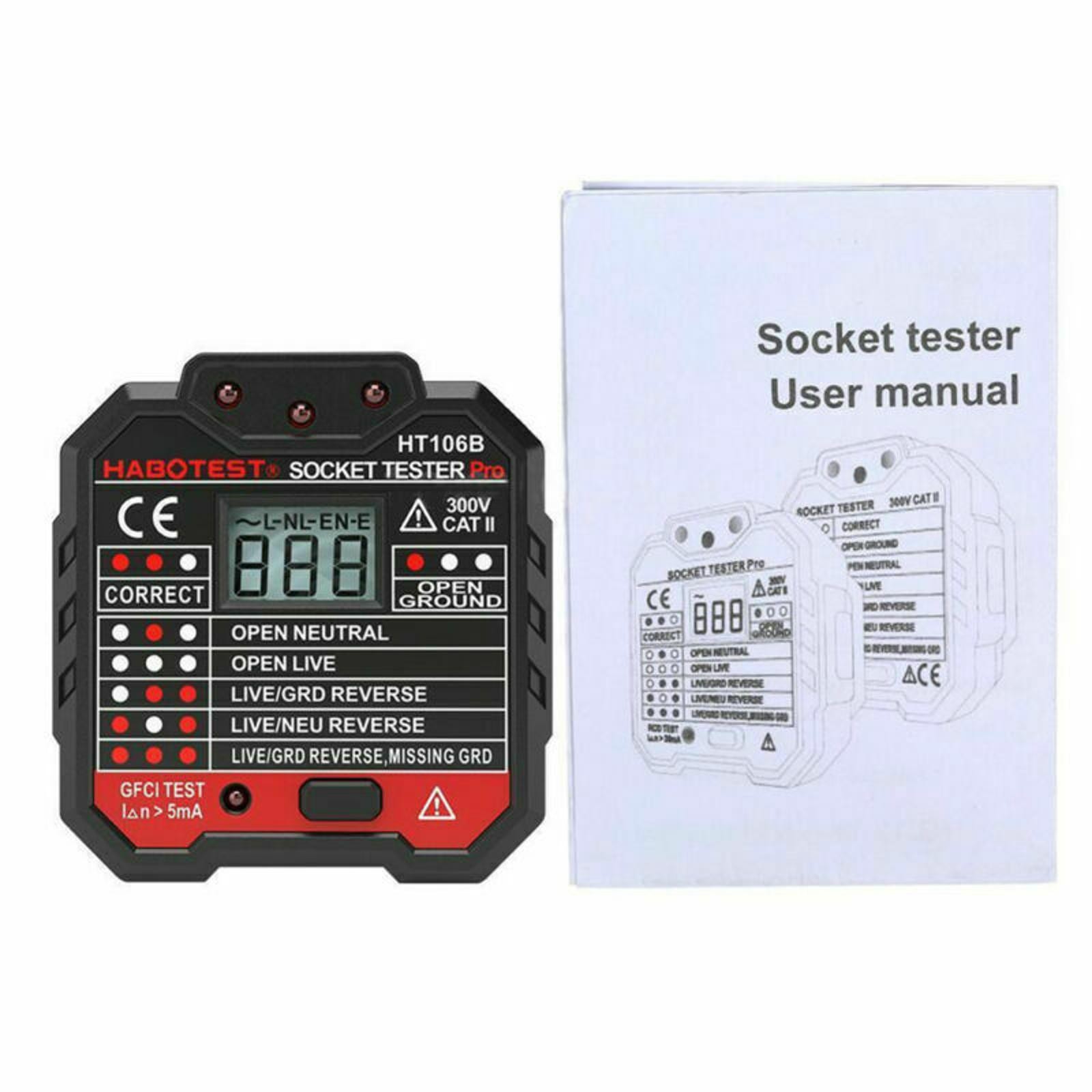 HT106B Advance Electric Socket Tester GFCI Test Mains Fault Checker US