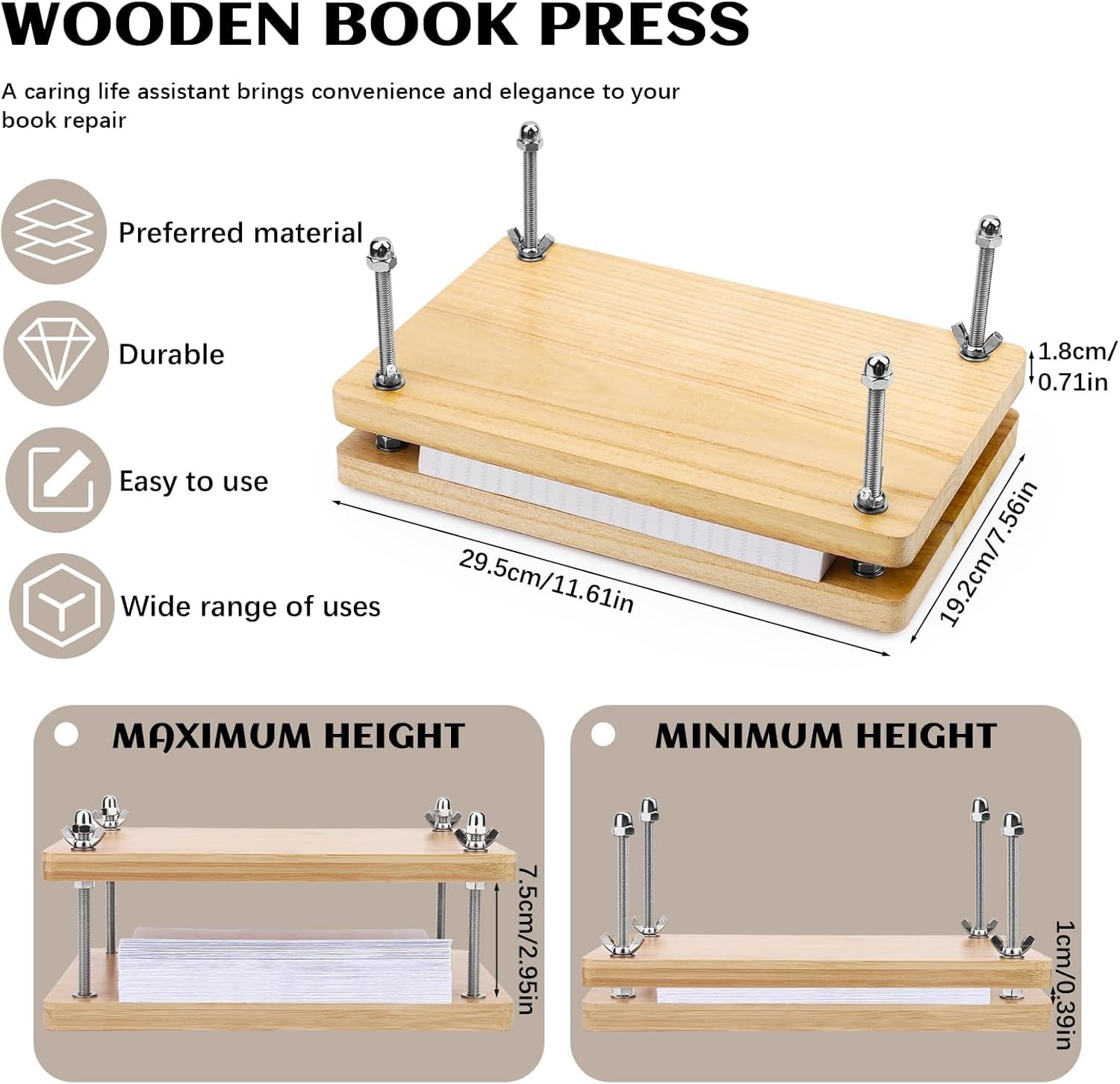 Book Press Bookbinding Tool Adjustable Paper Press For Binding Embossing