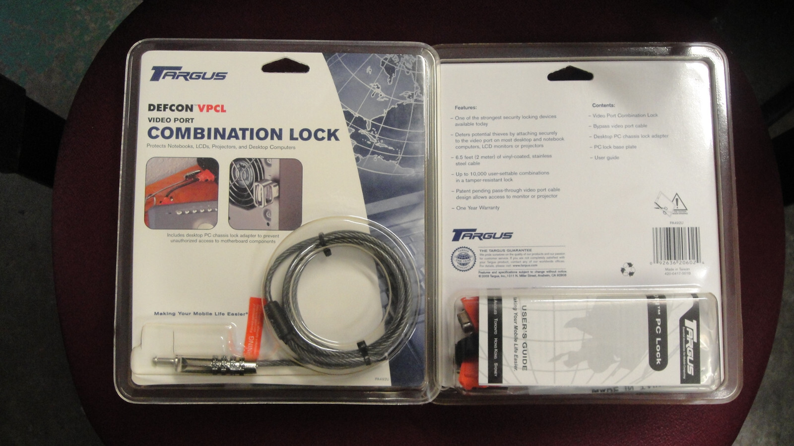 2 x NEW Targus DEFCON VPCL Computer Video Port Combination Lock Safety 6.5ft