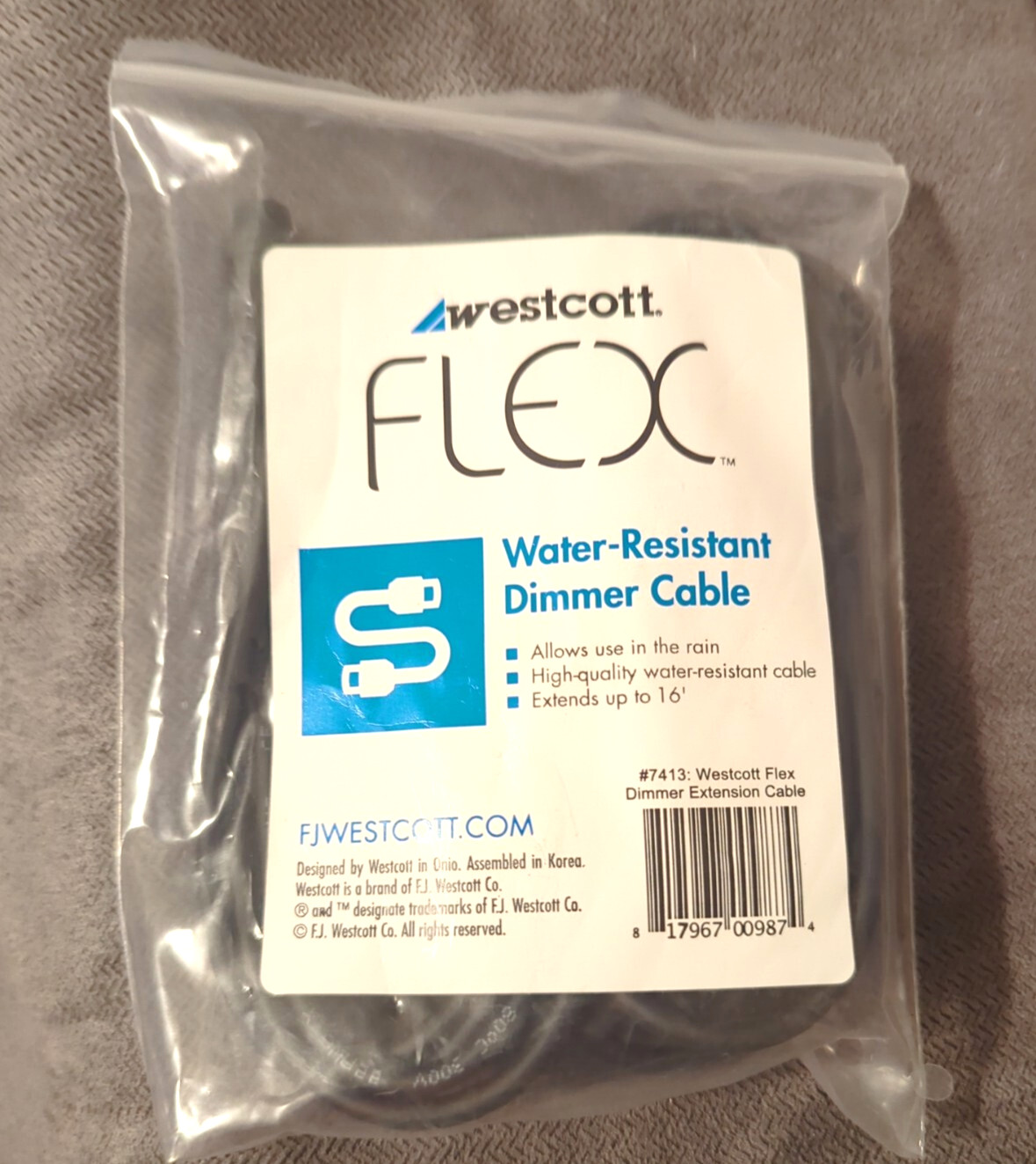 Westcott Flex Cine Extension Dimmer Cable 16' #7413 Water Resistant Brand New