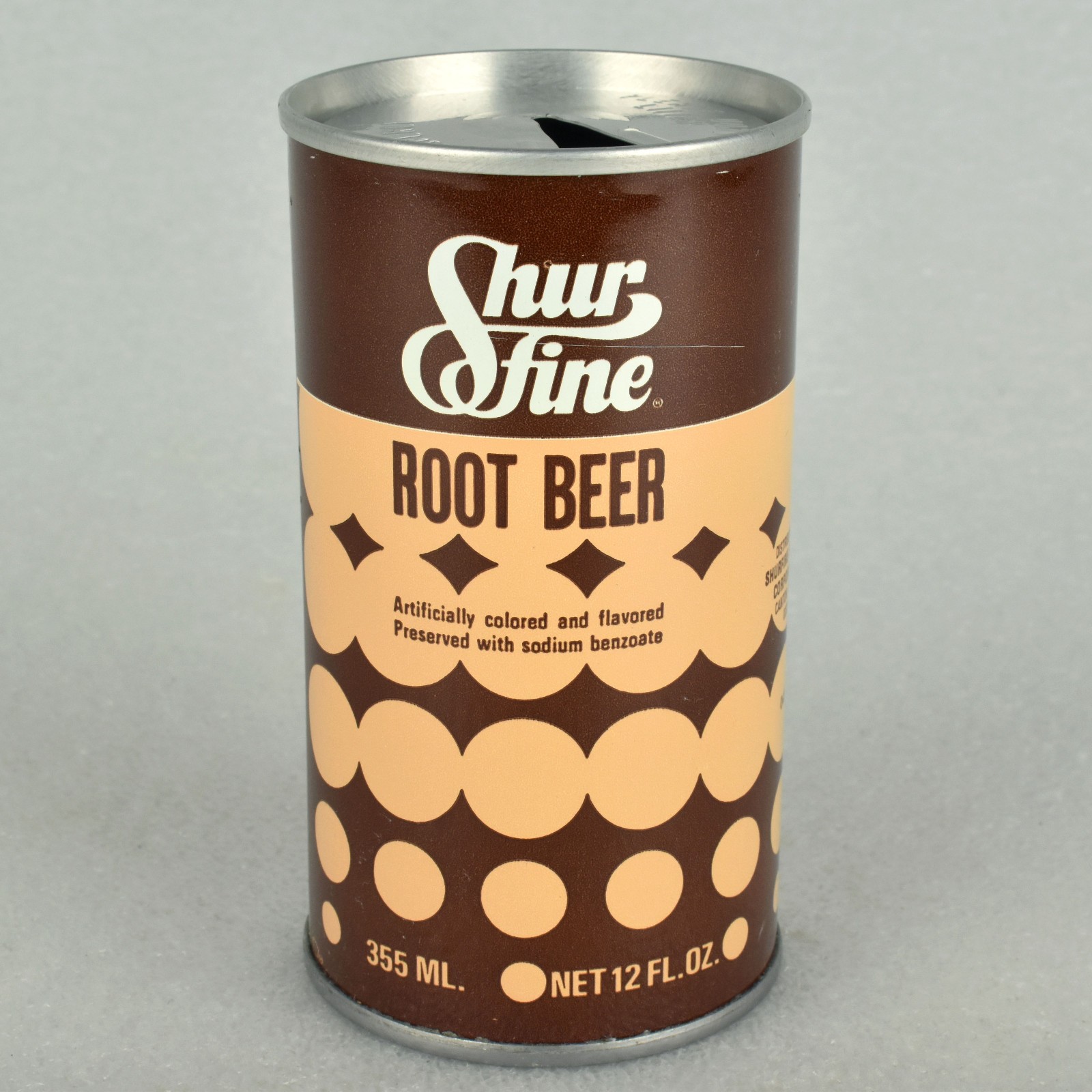 VTG 1970s Shurfine Root Beer Soda Pop Can 12oz 355ml Straight Steel Canton MA