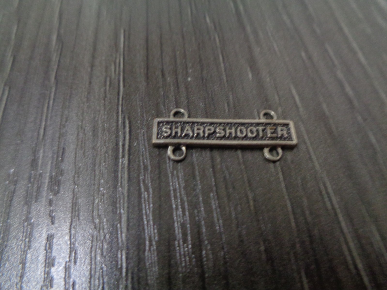 VINTAGE U.S. ARMY QUALIFICATION BAR: SHARPSHOOTER- SILVER OXIDIZED POST WWII